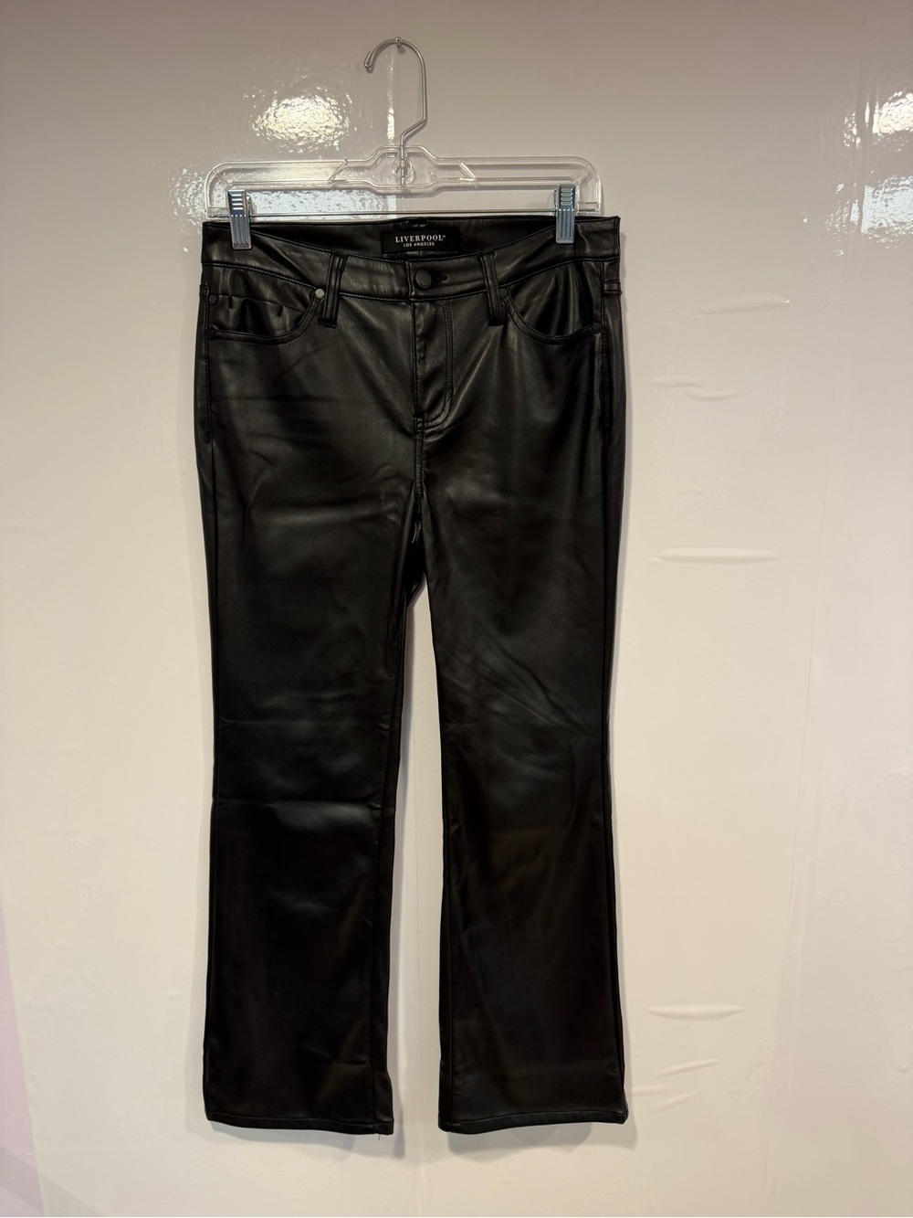 Liverpool Los Angeles Faux Leather Black Straight-Leg Pants